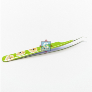 Pinzas para Pestañas de Acero Inoxidable Gris de Alta Calidad con Punta Curva Afilada, Herramientas de Belleza Personalizables para Extensión de Pestañas - Product Image 1