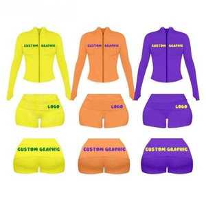Women's Custom Logo Color Cotton Rib Tshirt Shorts <b>3</b> <b>Piece</b> <b>Set</b> for Spring Summer <b>Lounge</b> Wear Dupe Loungewear Top Manufacturers - Product Image 3