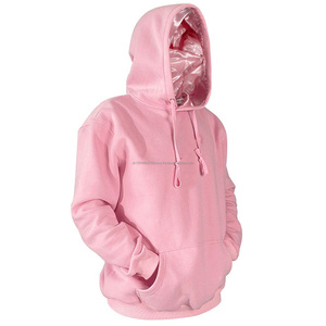 Ventes en gros de sweats à capuche pour hommes en coton épais doublés de satin personnalisés, molleton lourd 400 g/m², sweat à capuche unisexe en satin pour hommes - Product Image 2