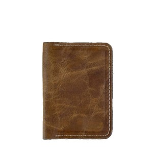 Vintage Tan Textured Genuine Leather Bi Fold Vertical <b>Wallet</b> Slim Six Diagonal <b>Card</b> Slots Compact Travel Cash Organizers For <b>Men</b> - Product Image 1