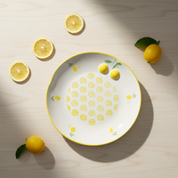 Assiette de table en porcelaine fine de qualité supérieure 3460986B-25 NOUVELLE, motif citron jaune et spirale