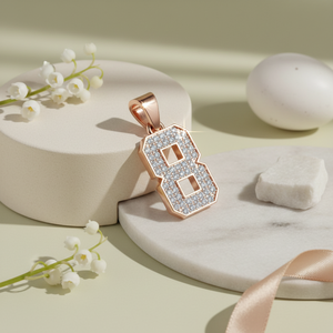 Diamtrendz Lucky Number 8 Hiphop Rhodium Plated 925 Silver Zircon <b>Pendant</b> Chain with 10K/14K/18K <b>Solid</b> <b>Gold</b> Options - Product Image 5