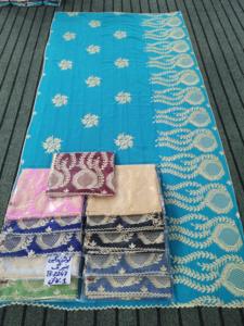 Chal Africano de Chifón para Mujer, Duradero, de Primera Calidad, Ligero, Largo, con Patrón Floral Grande, Bordado y Decoraciones de Pedrería - Product Image 5