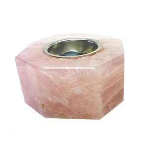 Crystal Stone Candle Holder Hexagonal Rose Quartz Natural Crystal Candle Holder Gemstone Agate Candle Holders Healing Wholesaler - Product Image 3