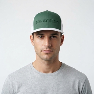 Men's Green White Trucker Cap Custom Embroidered Logo Mesh <b>Back</b> Baseball Hat Adjustable Outdoor Streetwear - Product Image 1