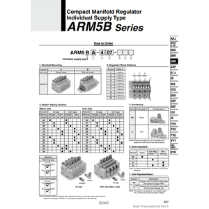 Régulateur de collecteur compact SMC Pneumatics ARM5BA-808-A régulateur de pression à haut rendement - Product Image 2