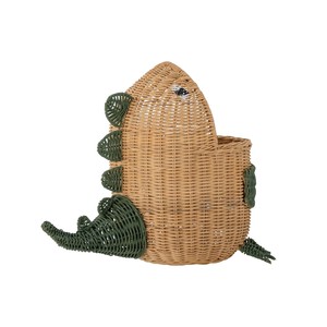 Handmade Natural Rattan Dinosaur Storage <b>Basket</b> <b>with</b> <b>Lid</b> for Kids Toy Organizer and Nursery Room Decoration - Product Image 5