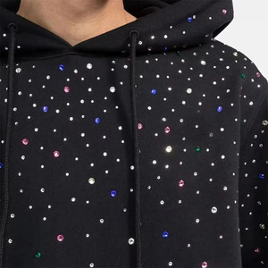 New Design Winter Men's Rhinestone Hoodie OEM Service Polyester/Cotton Fleece Breathable - Product Image 4
