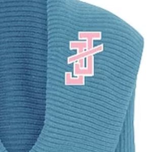 <b>Women</b> Dusty Blue Ribbed Knit Peplum <b>Cardigan</b> <b>Long</b> Sleeve Shawl Collar Open Front Sweater With Striped Cuffs Casual Elegant - Product Image 5