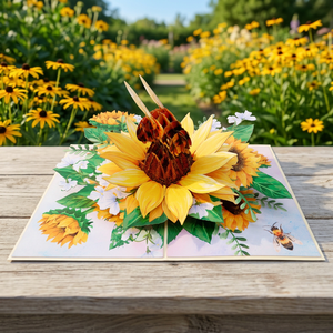 Tarjeta Pop-up 3D de Abejas y Flores, Estilo Romántico, Hecha a Mano, Diseño Personalizado, Regalos para el Día de los Inocentes, Hecho en Vietnam, Corte Láser Offset - Product Image 4