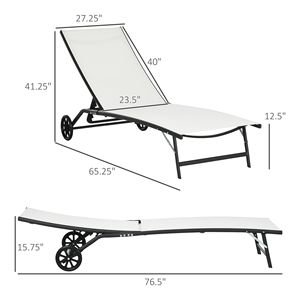 Set di Chaise-longue da Patio esterno in 2 pezzi con schienale e ruote regolabili a 5 livelli per prendere il sole a bordo piscina da giardino - Product Image 3