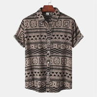 Kemeja Flanel Pria Sablon Sutra Lengan Pendek Formal Musim Panas 100% Katun Bernapas Anti-Pilling