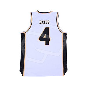 Uniformes Deportivos Personalizados al por Mayor, Camiseta de Baloncesto Blanca con Sublimación, Transpirable, con Número y Ribete Negro y Naranja - Product Image 2
