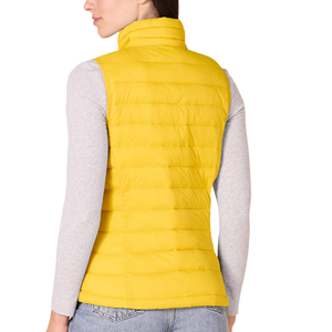 Chaleco Acolchado Amarillo con Cuello Alto para Mujer, Cierre Frontal con Cremallera, Prenda Exterior Informal con Bolsillos, Chaleco sin Mangas Cortavientos para Otoño - Product Image 5