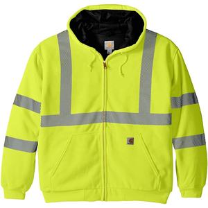 Chaqueta con Capucha de Alta Visibilidad para Hombre Carhartt, Franjas Reflectantes Amarillas, Cierre de Cremallera Frontal, Manga Larga, Ropa Casual de Invierno - Product Image 1