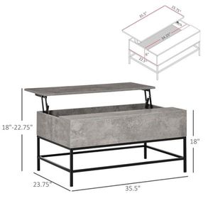 Luxury Convertible <b>Grey</b> Stone Top <b>Coffee</b> <b>Table</b> Indoor Folding Living Room and Bedroom Side <b>Table</b> with Elegant Design - Product Image 3