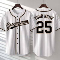 Maillot de baseball pour témoin d'honneur, personnalisé avec nom et numéro 25, impression par sublimation, manches courtes, unisexe, respirant, coupe-vent, anti-humidité, sport