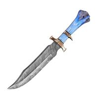 Couteau de survie Bowie en acier Damas pour la chasse, le camping et la randonnée, durable et multi-usages, avec manche en os de chameau