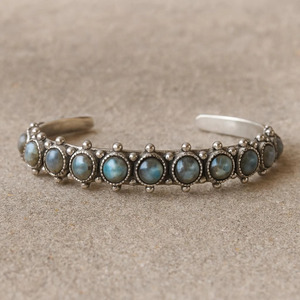 Handmade Labradorite Gemstone Stainless Steel Cuff <b>Bracelet</b> Vintage Geometric Wedding Unisex Jewelry - Product Image 3