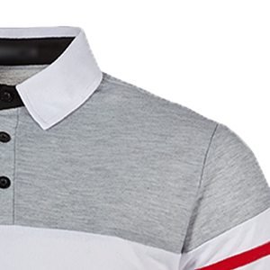 Polo à manches courtes en tricot color-block pour homme, style décontracté, design uni, boutons sur le devant, faible MOQ, polos pour homme - Product Image 3