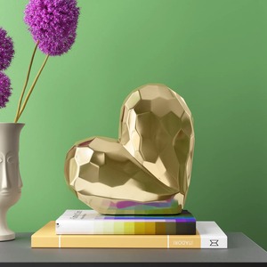 <b>Gold</b> Plated Geometric Heart <b>Sculpture</b> Contemporary Artistic Decor for Tabletop Display Bedroom Valentine's Day Theme - Product Image 6