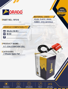 คอยล์ Bajaj M80 M50 HT คุณภาพส่งออกสำหรับอะไหล่รถสองล้อ อินเดีย ออราโด - Product Image 4