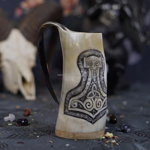 Venta caliente vikingo medieval bebiendo taza de cuerno de buey para cerveza hidromiel y cerveza jarra de cuerno de búfalo natural a la venta por FWE - Product Image 2