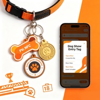Porte-clés NFC en PVC personnalisé avec logo, étiquette d'identification intelligente pour animaux de compagnie, pour concours canin, lecture par tapotement du numéro d'inscription