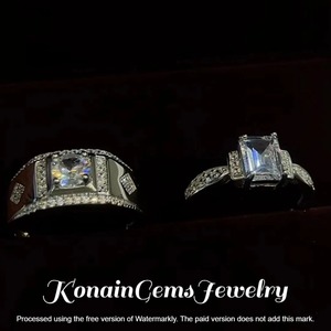 Sterling Silver <b>Couple</b> <b>Ring</b> Set | CZ Diamond Promise <b>Rings</b> - Product Image 1