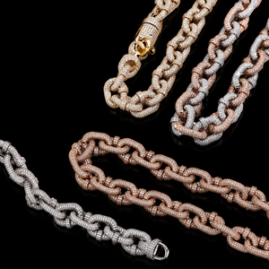 Cadena de Eslabones con Microincrustaciones de Diamantes Moissanite, Estilo Cubano, Ideal para Bodas o Fiestas, Disponible a Precio de Fábrica, Venta al Por Mayor - Product Image 5