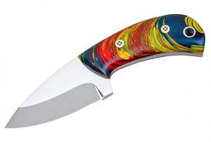 Outil utilitaire artisanal en acier bicolore à lame pointue, avec manche en résine acrylique à effet tourbillon - Product Image 1