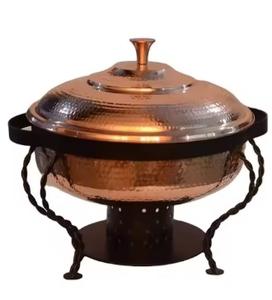 Plat de service professionnel en acier inoxydable de haute qualité, chauffe-plats de buffet, ensemble avec support, finition plaqué or, designs élégants CD-6, compatible congélateur - Product Image 4