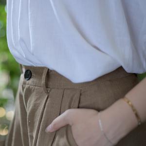 Femmes décontracté taille moyenne jambe large lin rayonne pantalon confort sans effort séchage rapide respirant caractéristiques durables devant plat - Product Image 6