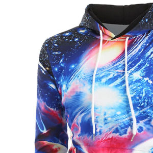 Sudadera con Capucha para Hombre, Estampado Galáctico, Corte Regular, Transpirable, Tejido de Poliéster, Informal, Otoño, Manga Larga - Product Image 4