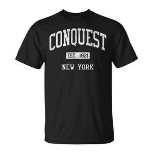 Camiseta deportiva vintage Conquest New York negra talla M para hombre - Product Image 1
