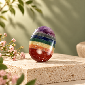 SoulWise Rainbow 7 Chakra Pierre de Reiki ovale en cristal poli faite à la main pour la décoration de la maison Feng Shui, cadeau - Product Image 3