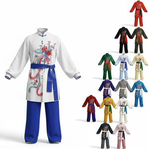 Uniforme de Artes Marciales Personalizado de Corte Regular con Cinturón Azul y Bordado Floral para Taekwondo, Karate, Kung Fu - Product Image 1