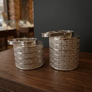 Juego de Portavelas Cilíndricos de Metal con Recortes Florales, Linternas Decorativas Duraderas para el Hogar - Product Image 5
