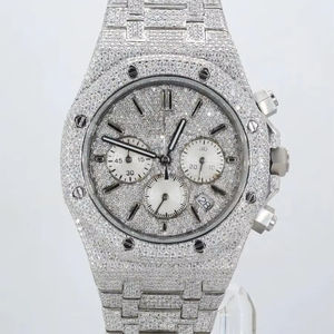 Montre mécanique de luxe en acier inoxydable, édition limitée, avec cadran en cristal et diamants Moissanite ronds de qualité VVS supérieure, style Hip Hop - Product Image 1