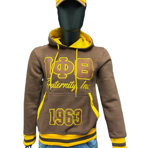 Sudaderas Casuales de Fraternidad Lota Phi Theta al por Mayor, de Forro Polar, Bordadas en Dos Colores, con Bajo a Rayas, Divine Nine, 100% Algodón - Product Image 1