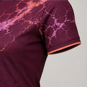 Polo pour femme personnalisé en marbre rose bordeaux craquelé, séchage rapide, respirant, manches courtes, uniforme de golf performant WPS-0891 - Product Image 6