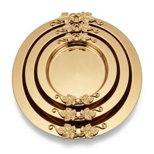 Juego de Platos Apilables Sona Gold con Recubrimiento PVD en Oro Champán para Hogar, Hoteles y Bodas - Juego de Vajilla de 40 cm, 3 Piezas - Product Image 3