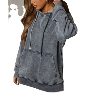 Wholesale High Quality 100% Cotton Acid Wash Streetwear Hoodie for Women Direct Factory Supplier Vintage Hoodies - Product Image 6