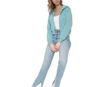 Sweat-shirt à capuche zippé pour femme, décontracté, léger, personnalisé, couleur unie, manches longues, vêtement de tous les jours, streetwear, veste OEM - Product Image 5