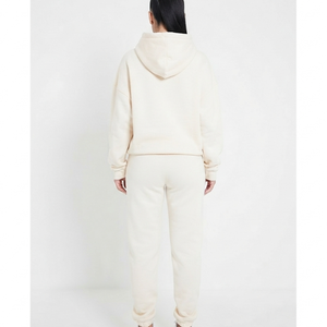 OEM <b>Women's</b> <b>Cream</b> Hooded Sweatshirt & Sweatpants Set Loose Fit <b>Fleece</b> Casual Wear Full Length Letter Print Streetwear Tracksuit - Product Image 6