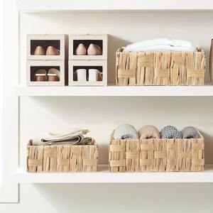 Ensemble de 3 paniers de rangement en jacinthe d'eau pour étagère, paniers de rangement faits à la main, vente en gros, écologiques, fabriqués au Vietnam - Product Image 5