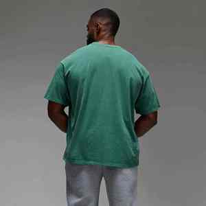 Custom Logo Men's <b>Green</b> Cotton T-Shirt Short Sleeve O-Neck Casual Streetwear Printed Jersey Fit Regular - Product Image 3