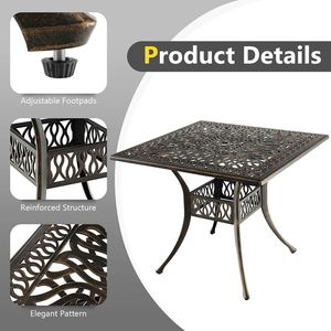 Tavolo Quadrato da Esterno in Alluminio con Foro per Ombrellone 35,4 Pollici - Product Image 6