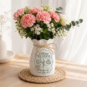 Shabby Chic Style Painted White Tabletop Decor 8-16 Inches Exquisite Durable Fantasy Reader <b>Ceramic</b> <b>Vase</b> - Product Image 5