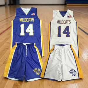 Conjunto de Camiseta de Baloncesto Wildcats 14, Cuello en V, Sin Mangas, Poliéster Sublimado de Secado Rápido, Uniformes de Equipo Unisex para Adultos - Product Image 5